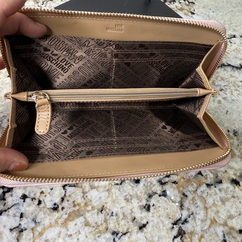 Love Moschino Portafogli Pu Rosa Zip Around Wallet Like New - Picture 8 of 14